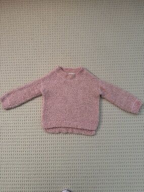 Cat & Jack Sparkly Pink and Gold Fuzzy Sweater 2T